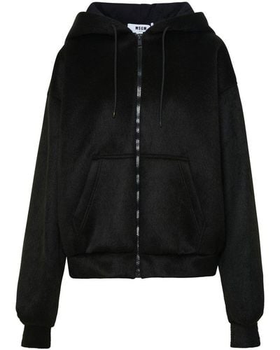 MSGM Zip-up Drawstring Jacket - Black