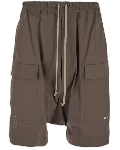 Rick Owens Drawstring Cargo Pods Bermuda Shorts - Grey