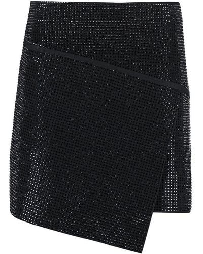 ANDREA ADAMO Mid-rise Wrap Embellished Mini Skirt - Black