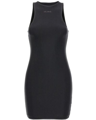 ROTATE BIRGER CHRISTENSEN Rhinestone-logo Sleeveless Mini Dress - Black