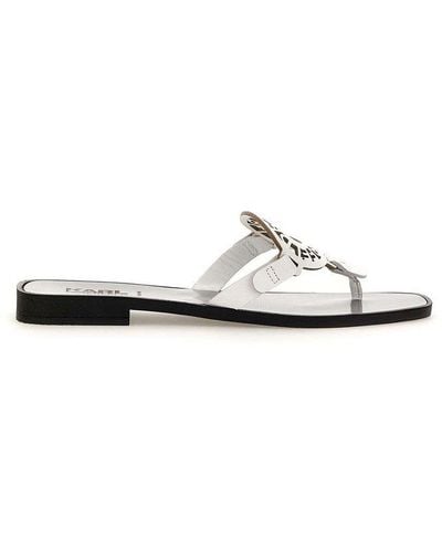 Karl Lagerfeld Open Toe Slip-on Sandals - White