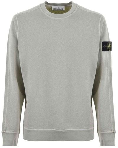Stone Island Logo Patch Crewneck Sweatshirt - Grey