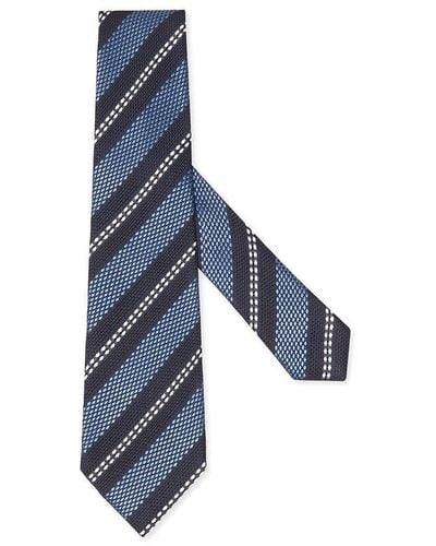 Zegna Stripe Detailed Tie - Blue