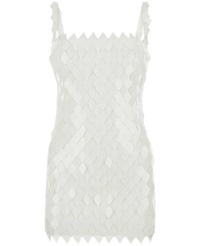 The Attico Rue Sequinned Bead Embellished Mini Dress - White