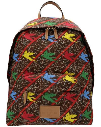 Etro Pegaso Printed Logo Patch Backpack - Multicolor