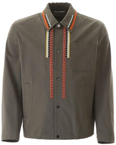 Valentino Buttoned Long-sleeved Jacket - Gray