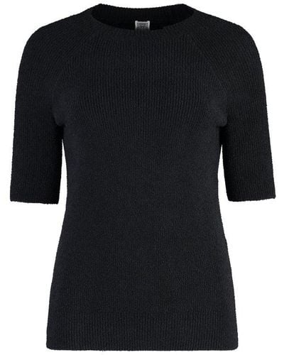 Totême Crewneck Knitted T-shirt - Black