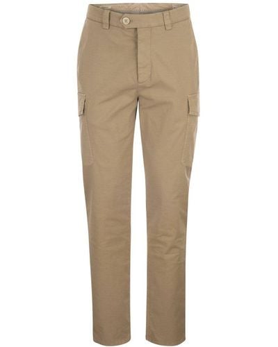 Brunello Cucinelli Garment-Dyed Leisure Fit Trousers - Natural
