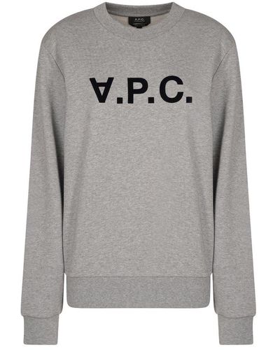 A.P.C. Logo Printed Crewneck Sweatshirt - Grey