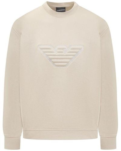 Emporio Armani Logo-embossed Crewneck Sweatshirt - White