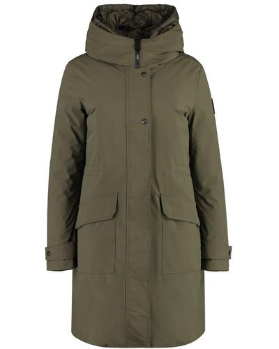Woolrich Hooded Mid-length Parka Coat - Green