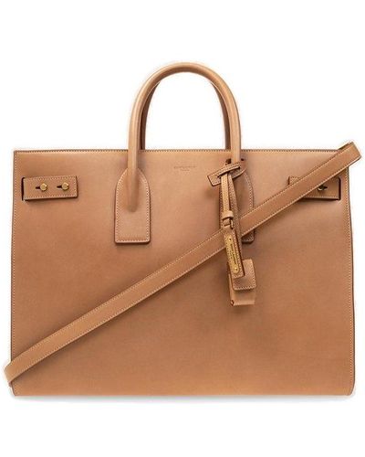 Saint Laurent Debossed-Monogram Leather Tote Bag - Brown for Men