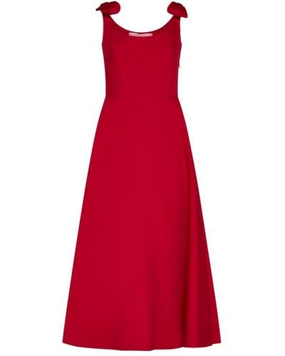 Valentino Crepe Couture Midi Dress - Red