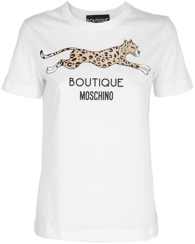 Boutique Moschino Logo Printed Crewneck T-shirt - White