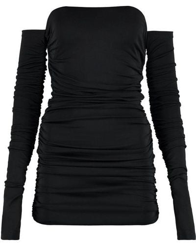 ANDAMANE Off-shoulder Ruched Midi Dress - Black