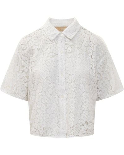 MICHAEL Michael Kors Lace Cropped Shirt - White