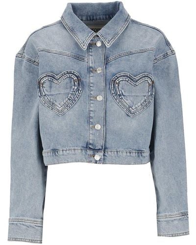 Moschino Jeans Button-up Cropped Denim Jacket - Blue