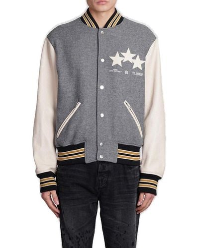 Amiri Oversized Stars Varsity Jacket - Grey