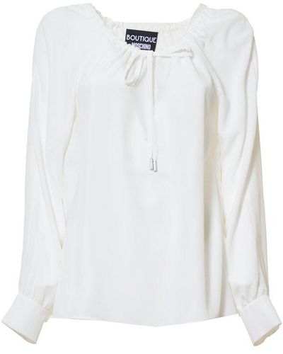 Boutique Moschino Boat Neck Long-sleeved Blouse - White