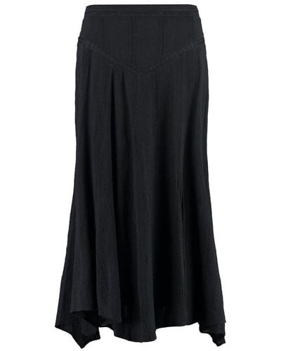 Isabel Marant Cotton Skirt With Micro Embroideries - Black