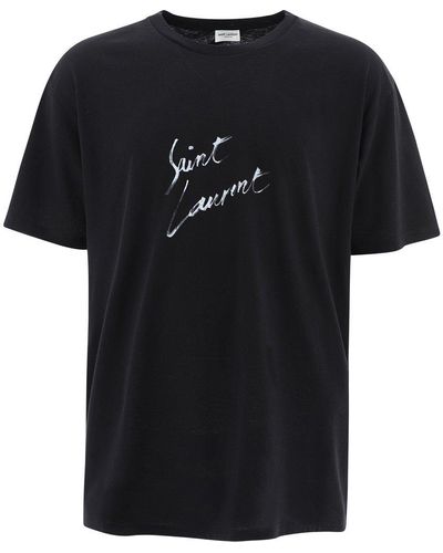 Saint Laurent Logo Signature Printed T-shirt - Black