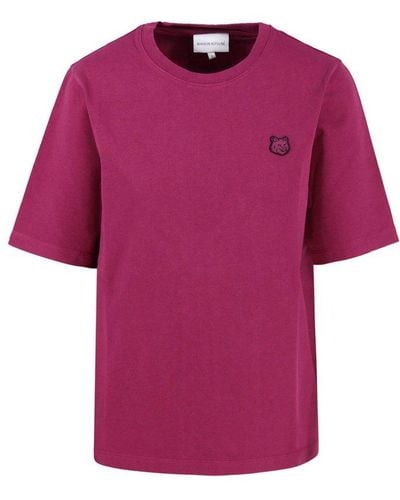 Maison Kitsuné Fox Embroidered Crewneck T-shirt - Pink