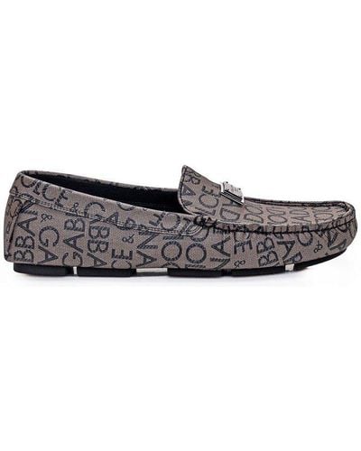 Dolce & Gabbana Logo Jacquard Slip-on Loafers - Gray