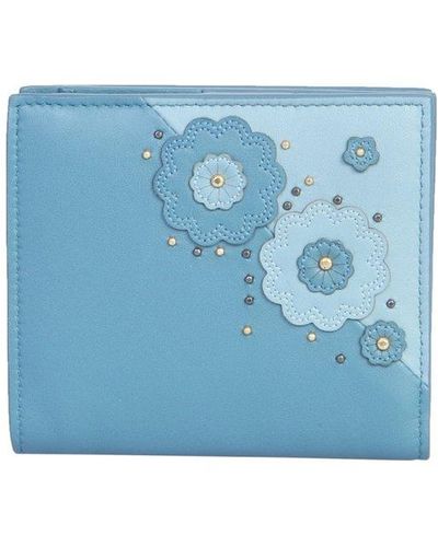 Bottega Veneta Ardoise Embroidered Wallet - Blue