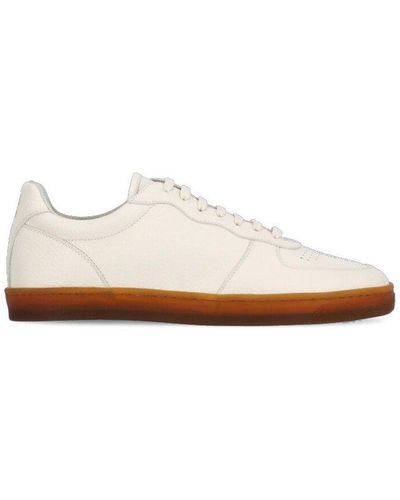 Brunello Cucinelli Logo Printed Lace-up Sneakers - White