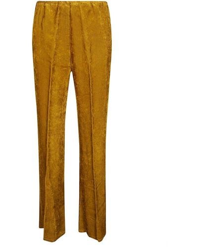 Forte Forte Laminated Velvet Flared Trousers - Yellow