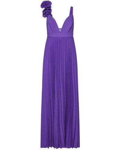 P.A.R.O.S.H. Palmer Pleated Maxi Dress - Purple