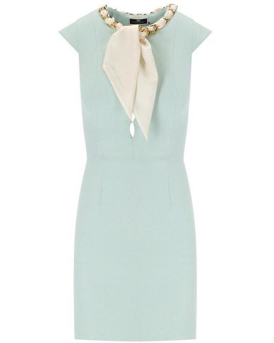 Elisabetta Franchi Foulard Scarf Sleevelss Dress - Blue