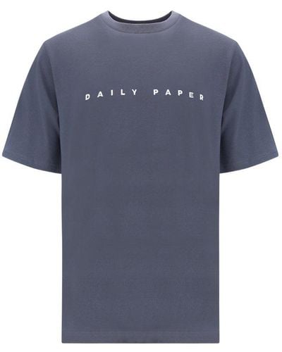 Daily Paper Logo Embroidered Crewneck T-shirt - Blue