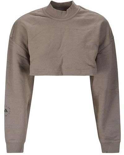 adidas By Stella McCartney Truecasuals Cut Out Detailed Cropped Sweatshirt - Brown