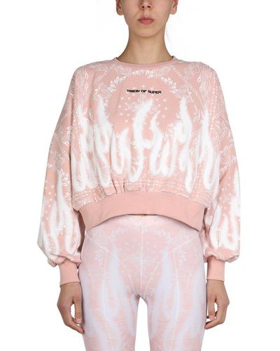 Vision Of Super Printed Crewneck Sweatshirt - Pink