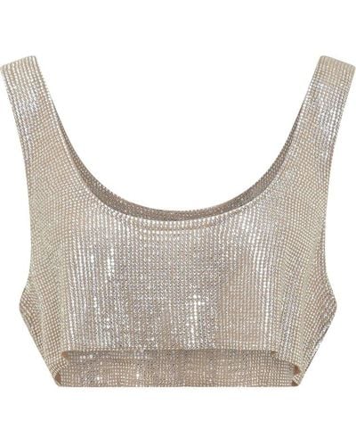 GIUSEPPE DI MORABITO Embellished Cropped Top - Gray