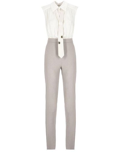Elisabetta Franchi Tie-detail Sleeveless Jumpsuit - White