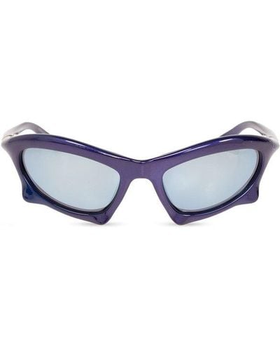 Balenciaga 'bat Rectangle' Sunglasses, - Blue