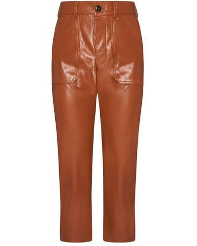 Nanushka Faux-leather High-waist Straight-leg Pants - Orange