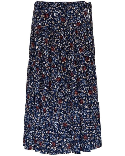 Chloé Long Floral Viscose Skirt - Blue