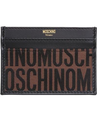 Moschino Logo Leather Credit Card Holder - Black
