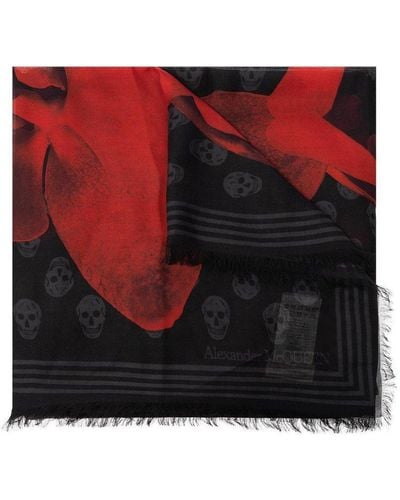 Alexander McQueen Graphic Printed Square-shaped Scarf - Red