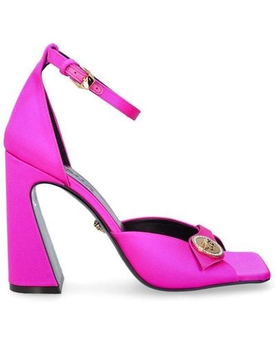Versace Medusa Plaque Square Toe Sandals - Pink