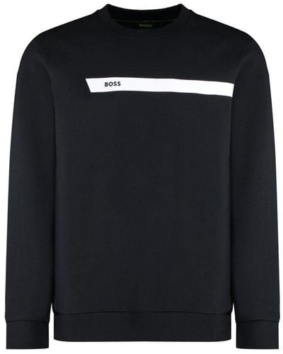 BOSS Graphic Logo Striped Sweatshirt - Black
