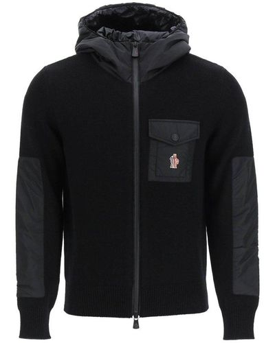 3 MONCLER GRENOBLE Panelled Zipped Hoodie - Black