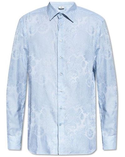 Etro Paisley Jacquard Long-sleeved Shirt - Blue