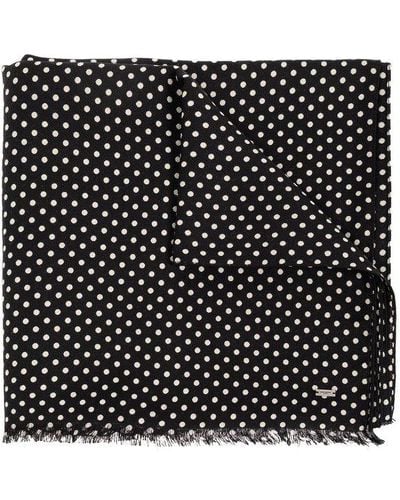 Saint Laurent Scarf With Dotted Pattern - Black