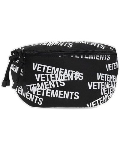 Vetements All-over Logo Printed Belt Bag - Black