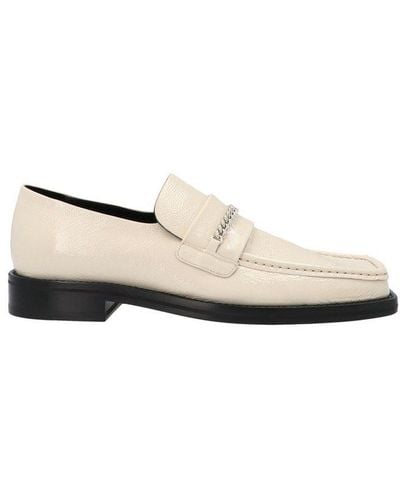 Martine Rose Square Toe Chain-link Detailed Loafers - White
