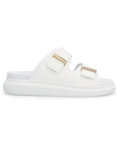 Alexander McQueen Logo Engraved Flatform Sandals - White